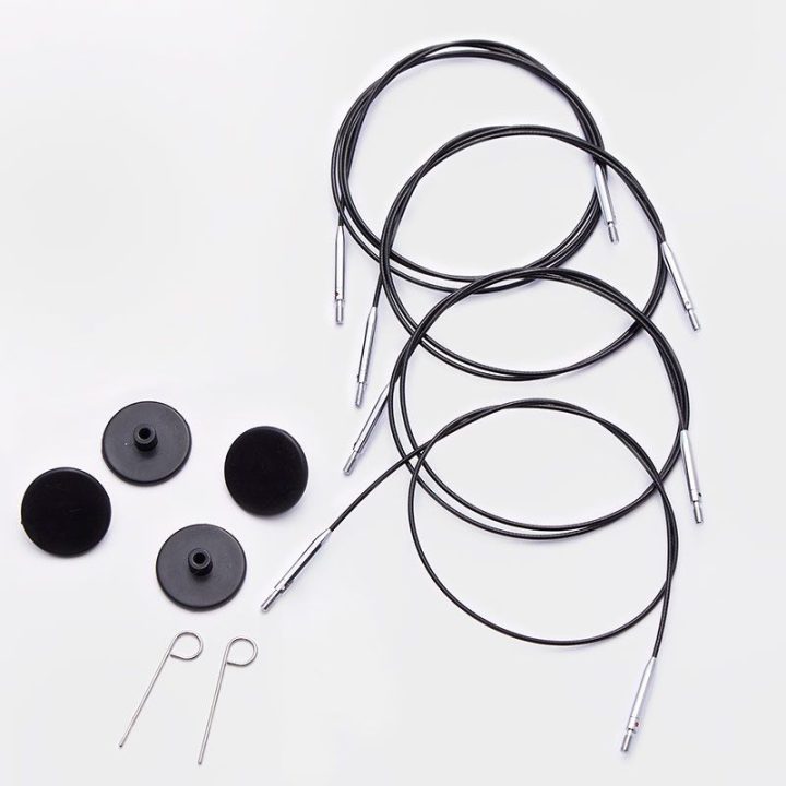Black silver fixed cables KnitPro